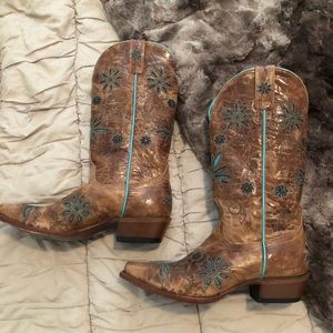 Cowgirl Boots with Teal Accents